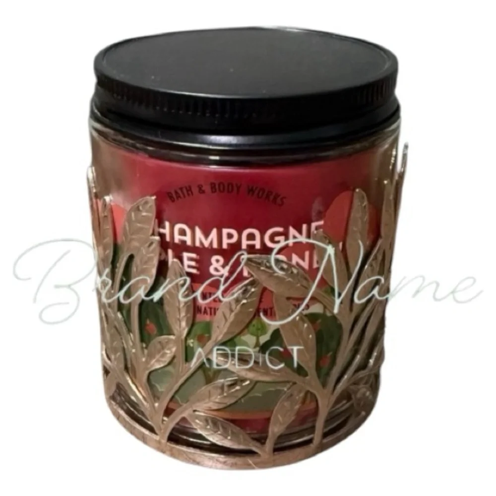 PRICE IS FIRM - Bath & Body Works Champagne Apple & Honey Candle/Leaf Holder - Picture 3 of 4